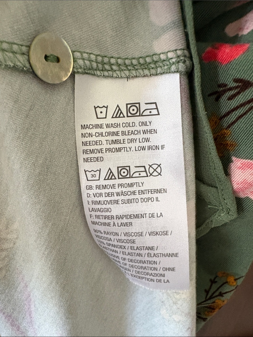 LOGO Floral Button-Front Green Cardigan w Chiffon Shark Bite Hem BOHO Summer - Picture 7 of 9
